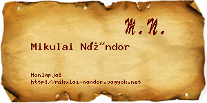 Mikulai Nándor névjegykártya